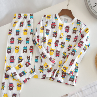 宝宝男女童空调睡衣 儿童超薄纯棉开扣家居服套装 断码 清仓不退换