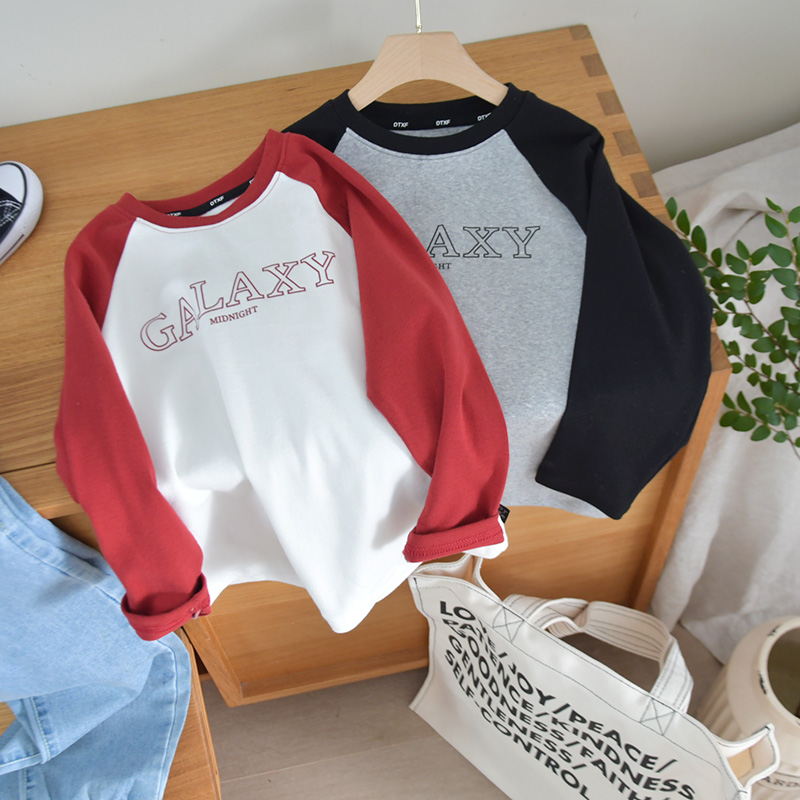 中大童厚款纯棉长袖T恤圆领打底