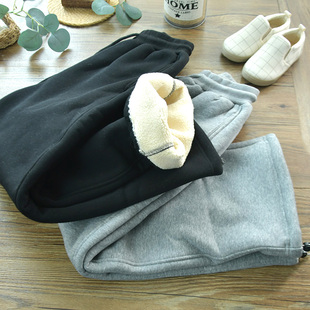 一条过冬~男童加绒厚绒宽阔腿卫裤长裤学生仿羊驼绒保暖运动裤子