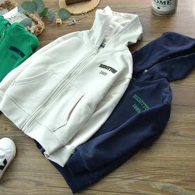男童拉链连帽宽松运动卫衣上衣