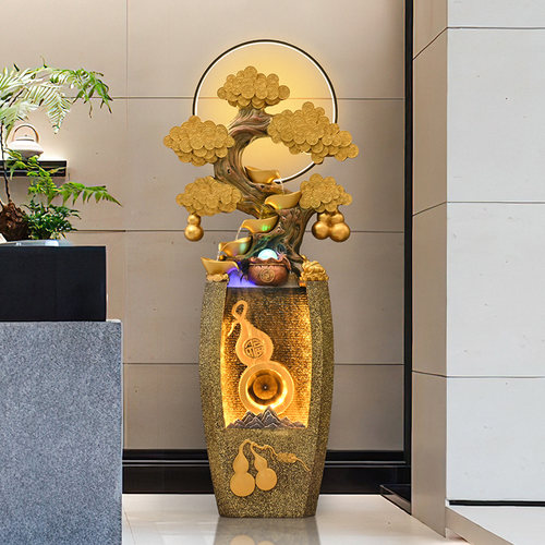 摇钱树假山葫芦流水摆件循环水开业乔迁礼物客厅门店招财风水轮