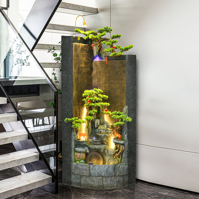 新中式假山流水喷泉客厅落地摆件风水转角装饰大堂别墅办公室水景