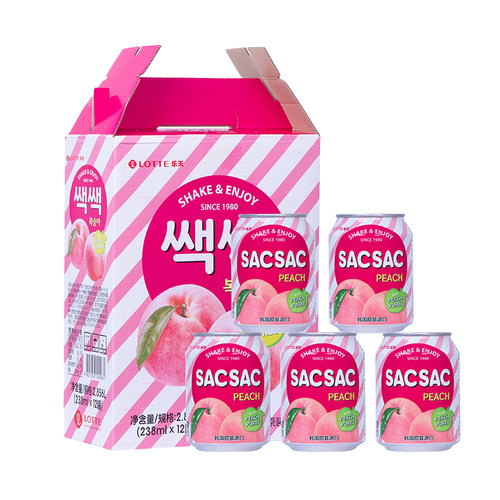 乐天韩国进口蜜桃12罐果汁饮品