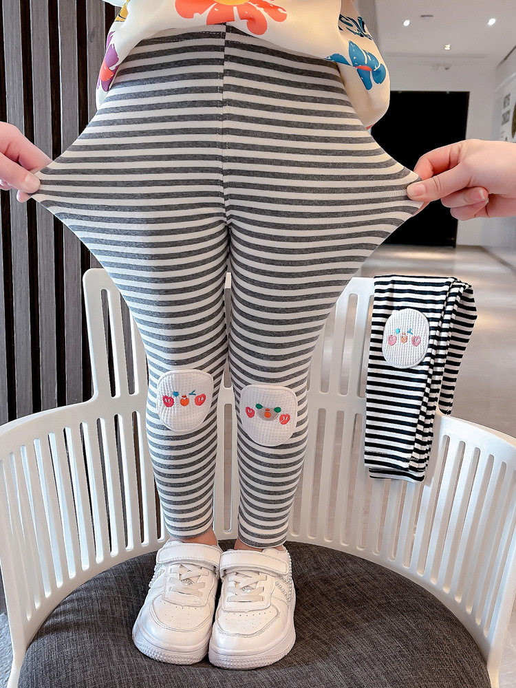 GIRLS LEGGINGS WEAR FOREIGN THIN CHILDRENS AUTUMN STYLE CHILDRENS STRIPED AUTUMN PANTS IN SPRING AND AUTUMN