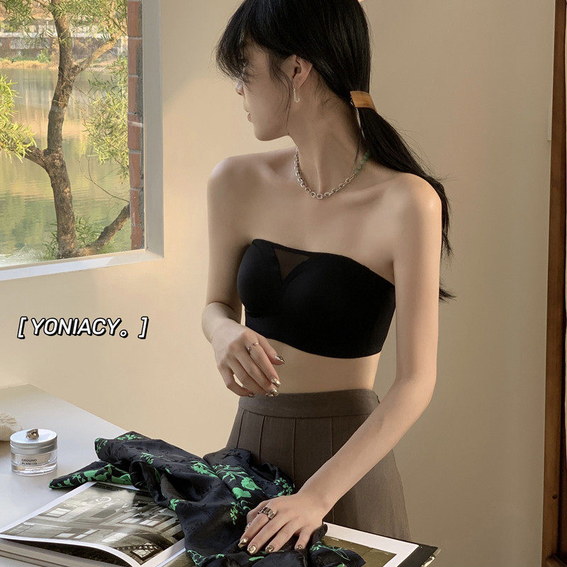 剁手蹦迪不掉！薄无肩带女士大胸显小聚拢性感无痕内衣无钢圈文胸