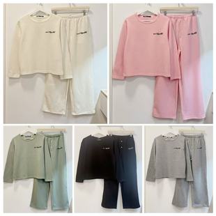家居服套装 早秋新品 长裤 华夫格休闲时尚 女 字母长袖