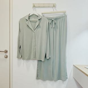chao及好 巨舒适 极简纯色松紧腰抽绳暗扣设计情侣家居服套装