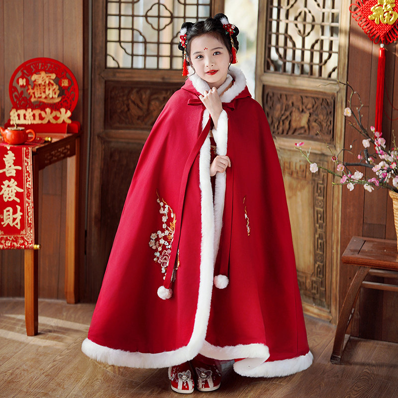 女童冬季加厚保暖披风斗篷