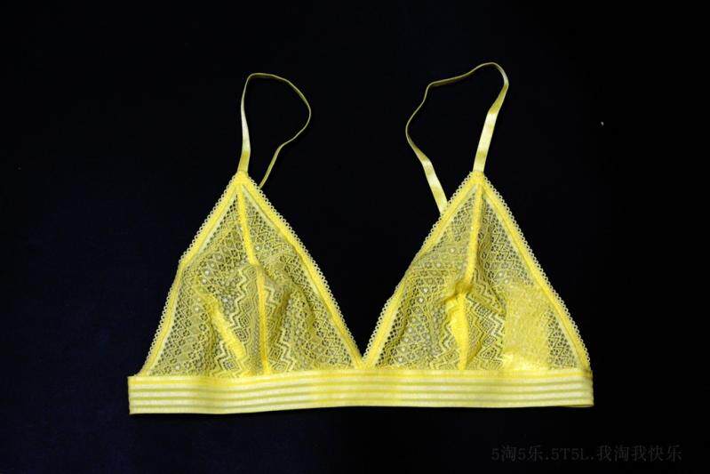 5淘5乐 欧美MON*法式性感透视蕾丝无钢托睡眠文胸三角杯超薄款