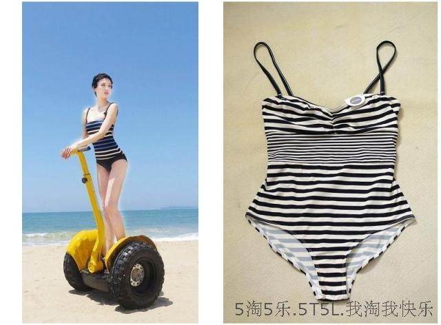 5淘5乐 欧美意大利MON*K原单 防滑裹胸款 薄款连体游泳衣 海军风