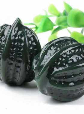 天然正品和田玉核桃手把件