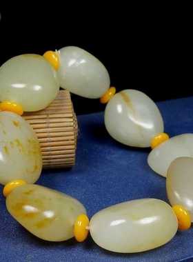 原石籽料带黄沁皮手串手链