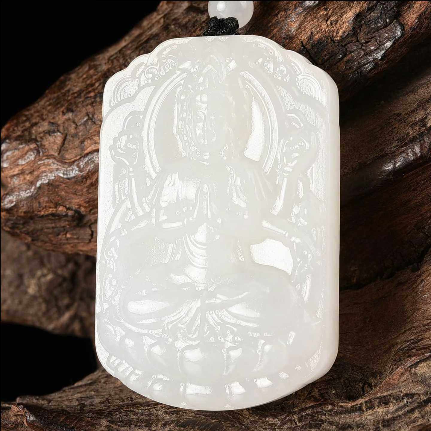 天然新疆和田玉千手观音吊坠正品白玉千手观音挂件男女款玉佩包邮