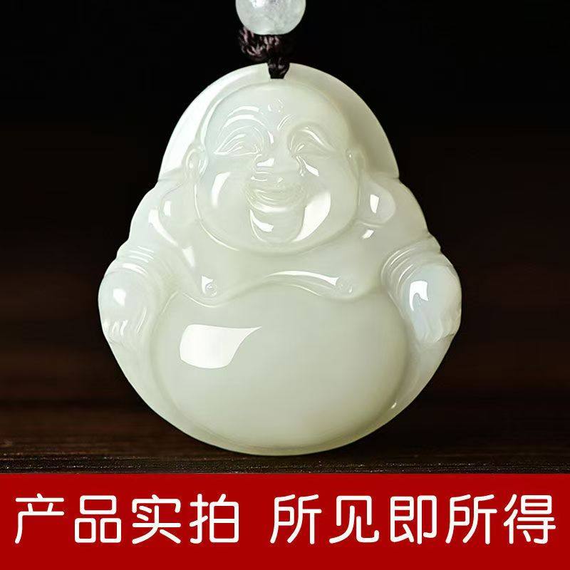 羊脂级白玉大肚笑佛项链女款玉佛
