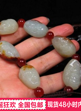 红沁皮原石籽料财神手链