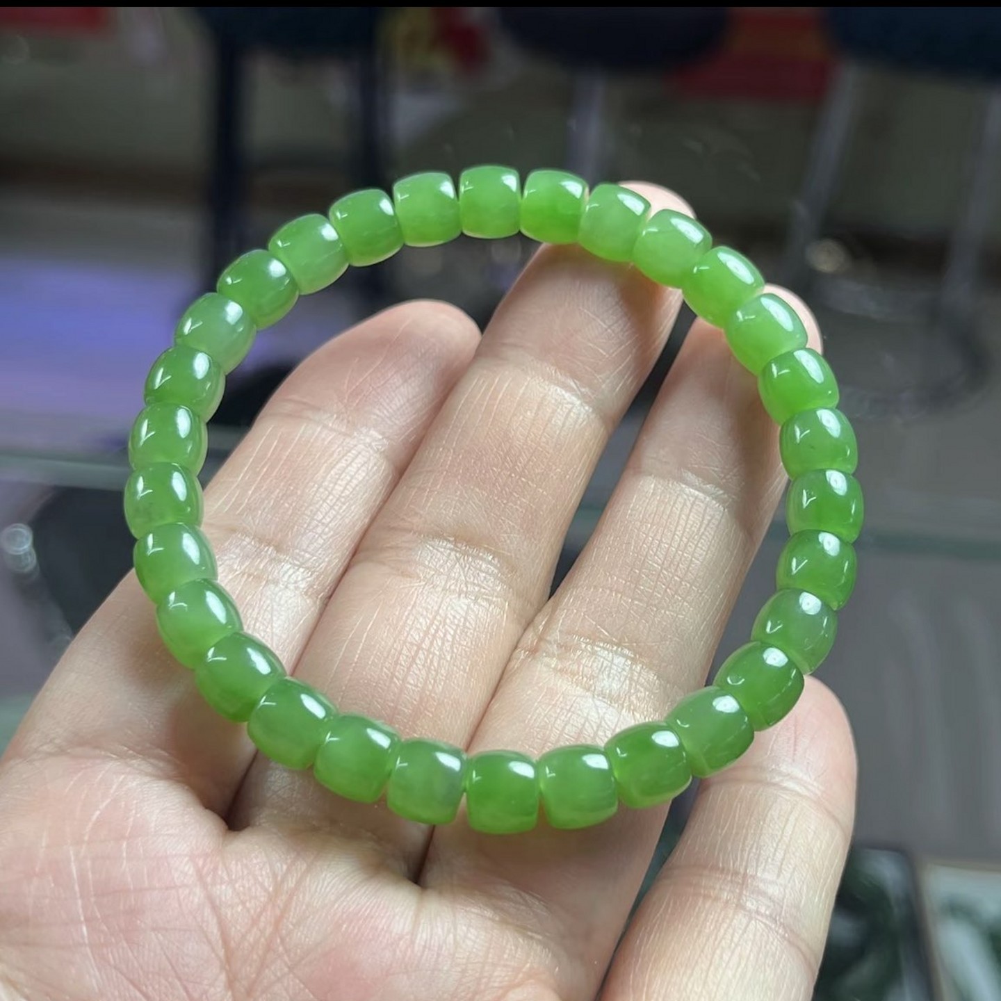 阳绿碧玉直切手链手串男女款手链