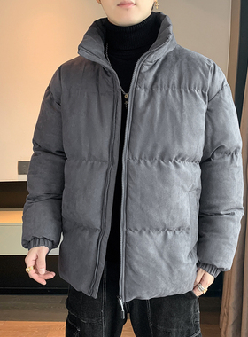 深灰色棉衣男士冬季加棉小个子s码袄子保暖面包服鹿皮绒棉服外套