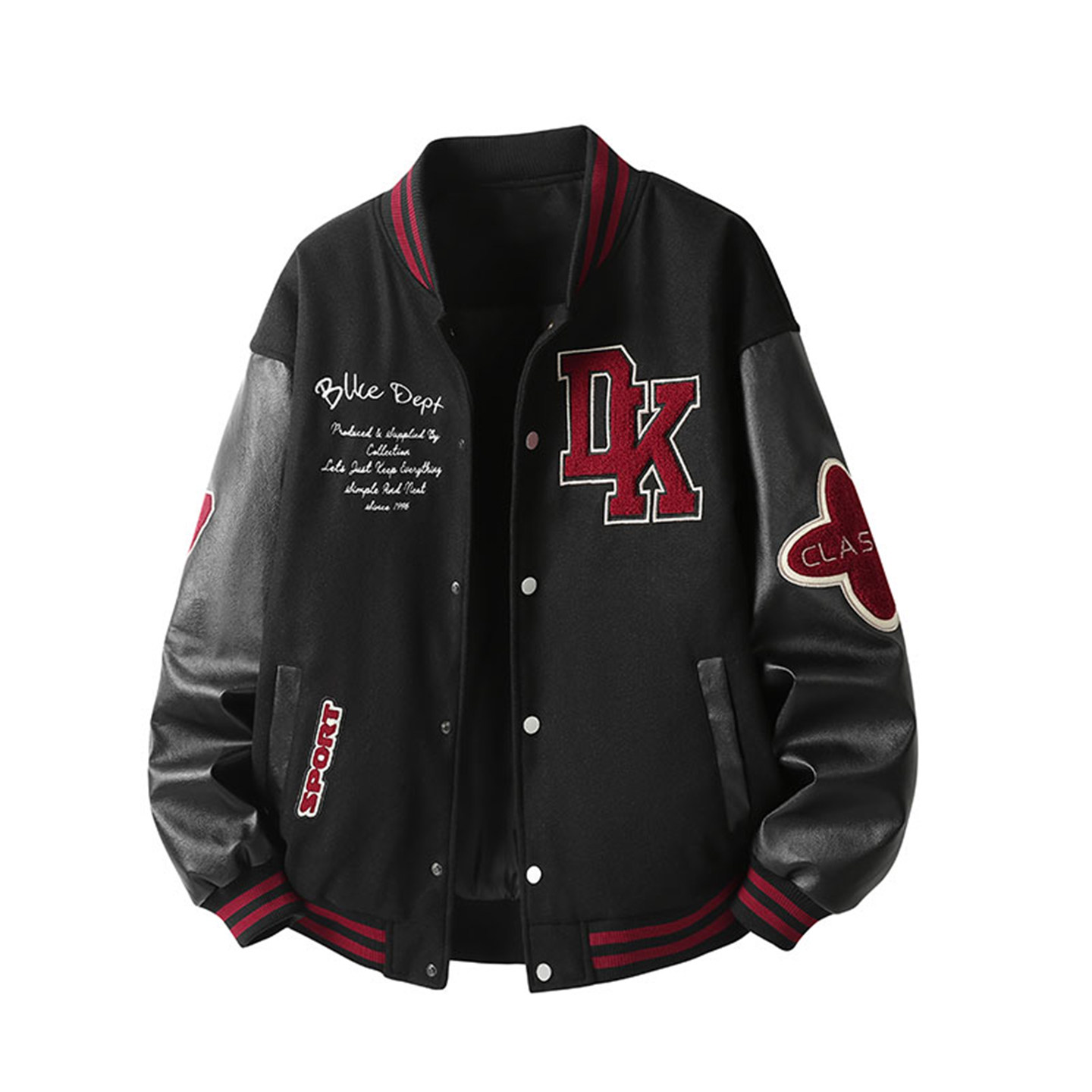 男士棒球服外套上衣春秋季开衫衣刺绣立领圆领青少年学生初中生土