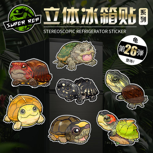 SuperRep爬宠创意冰箱贴第26弹水龟黄喉龟佛鳄龟花龟立体磁吸贴