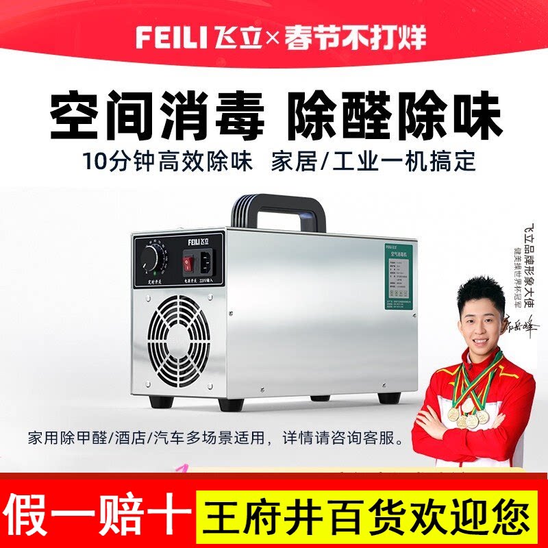 飞立臭氧消毒机家用酒店除甲醛臭氧发生器汽车消毒器活氧机FL810S