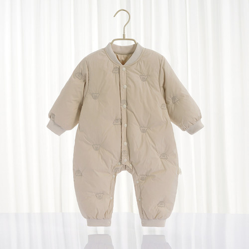 婴儿秋冬ins风羽绒服防风连体衣