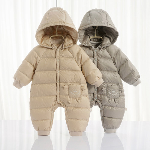 婴儿ins风冬季羽绒三防加厚连体