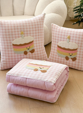 新款lucky baby系列毛巾绣抱枕被两用二合一靠垫被