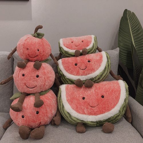 ins西瓜樱桃超柔软抱枕靠垫午睡毛绒玩具公仔少女心生日礼物装饰/