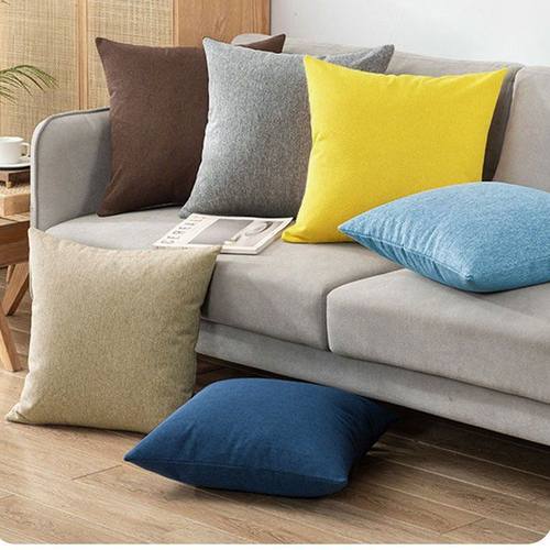 纯色亚麻客厅沙发抱枕靠枕靠垫套床头加厚靠背抱枕套沙发靠枕装饰