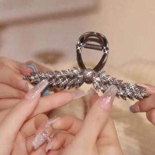 黑色轻奢麦穗发夹头饰女后脑勺合金盘发抓夹高级感精致鲨鱼夹发卡