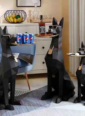 创意落地绅士狗摆件轻奢客厅装饰沙发电视柜家居托盘乔迁新居大型