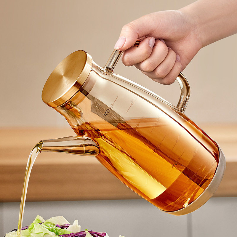 玻璃油壶油瓶厨房家用酱油醋调料瓶装油的容器不易挂油不锈钢油罐