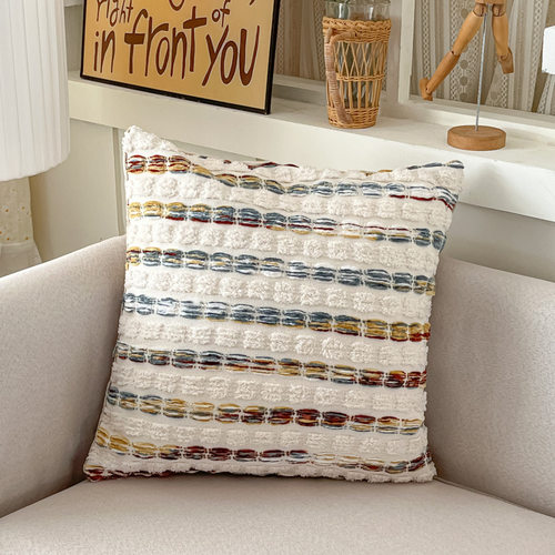 民族风提花抱枕系列素纹叠浪靠枕护腰枕轻奢感靠垫枕沙发靠垫家用