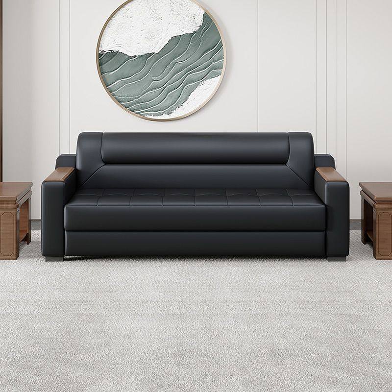 办公室沙发简约现代商务会客接待休闲三人位茶几组合套装皮艺