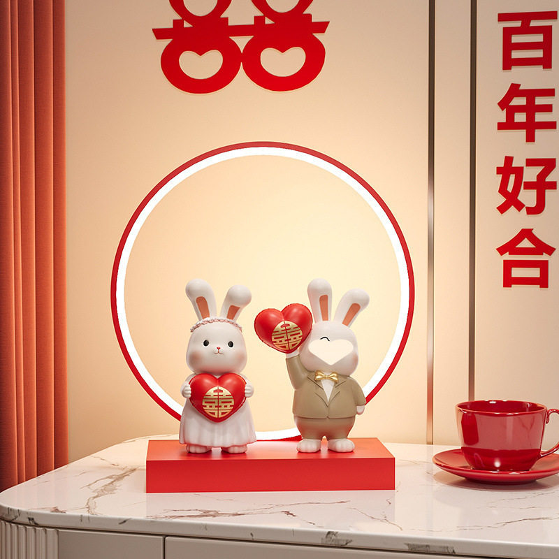 喜庆兔子结婚摆件婚房装饰品客厅入户玄关摆设订婚,家居饰品,落地摆件,淘宝优惠券,粉丝福利购,淘宝优惠卷