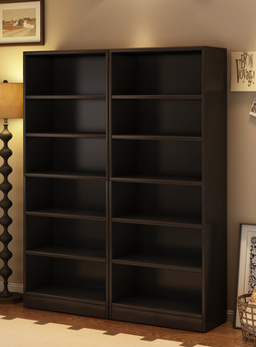 黑色书架落地置物架家用学生阅读区书柜幼儿园书包格子柜组合柜子
