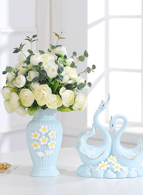 创意天鹅摆件家居客厅酒柜电视装饰品客厅卧室陶