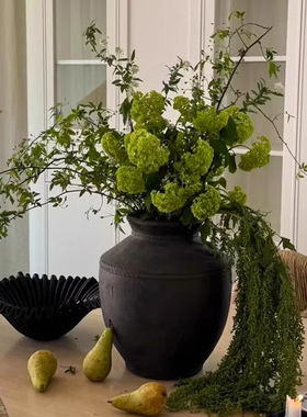 新中式陶罐中古风陶瓷花瓶插花摆件高级感小众家居装饰水培花器