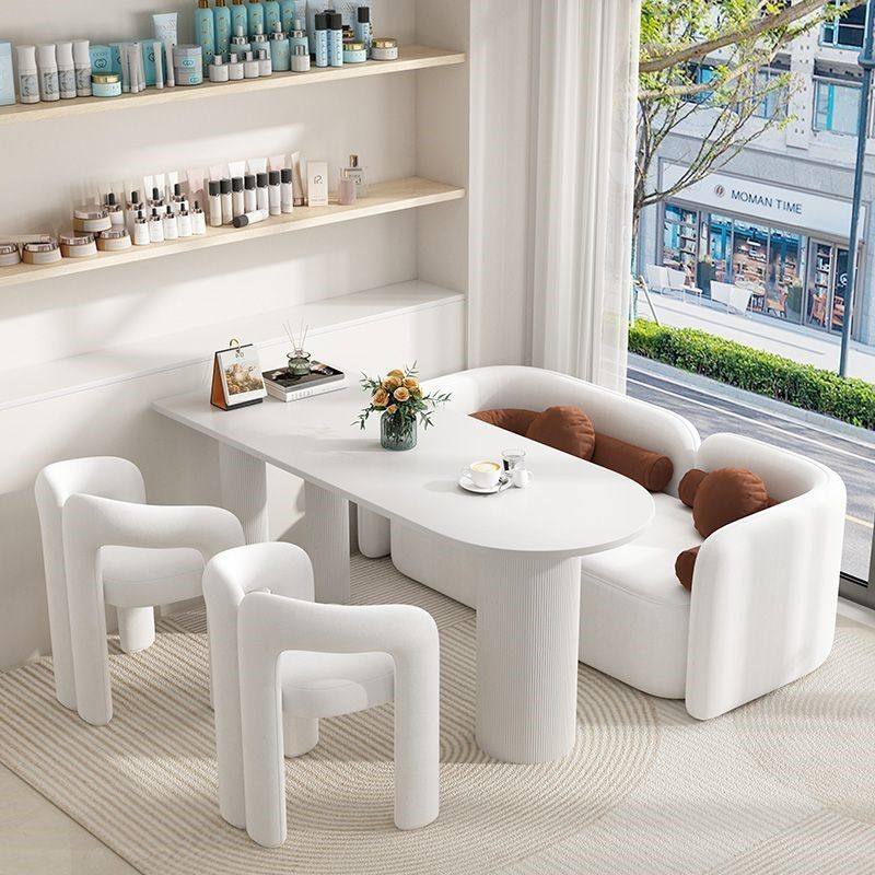 北欧影楼婚纱店沙发桌椅奶油风创意岩板洽谈桌美容院接待简约