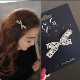 边夹女侧夹发夹水钻刘海夹少女仿水晶发卡头发卡碎发夹鸭嘴夹发饰