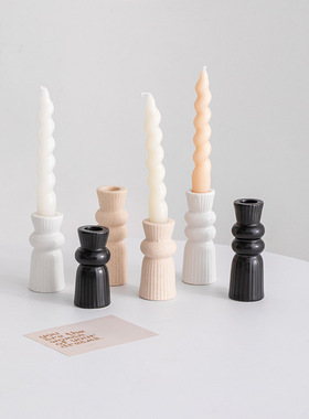 ins风现代陶瓷烛台蜡烛摆件创意家居客厅桌面高级感装饰摆设