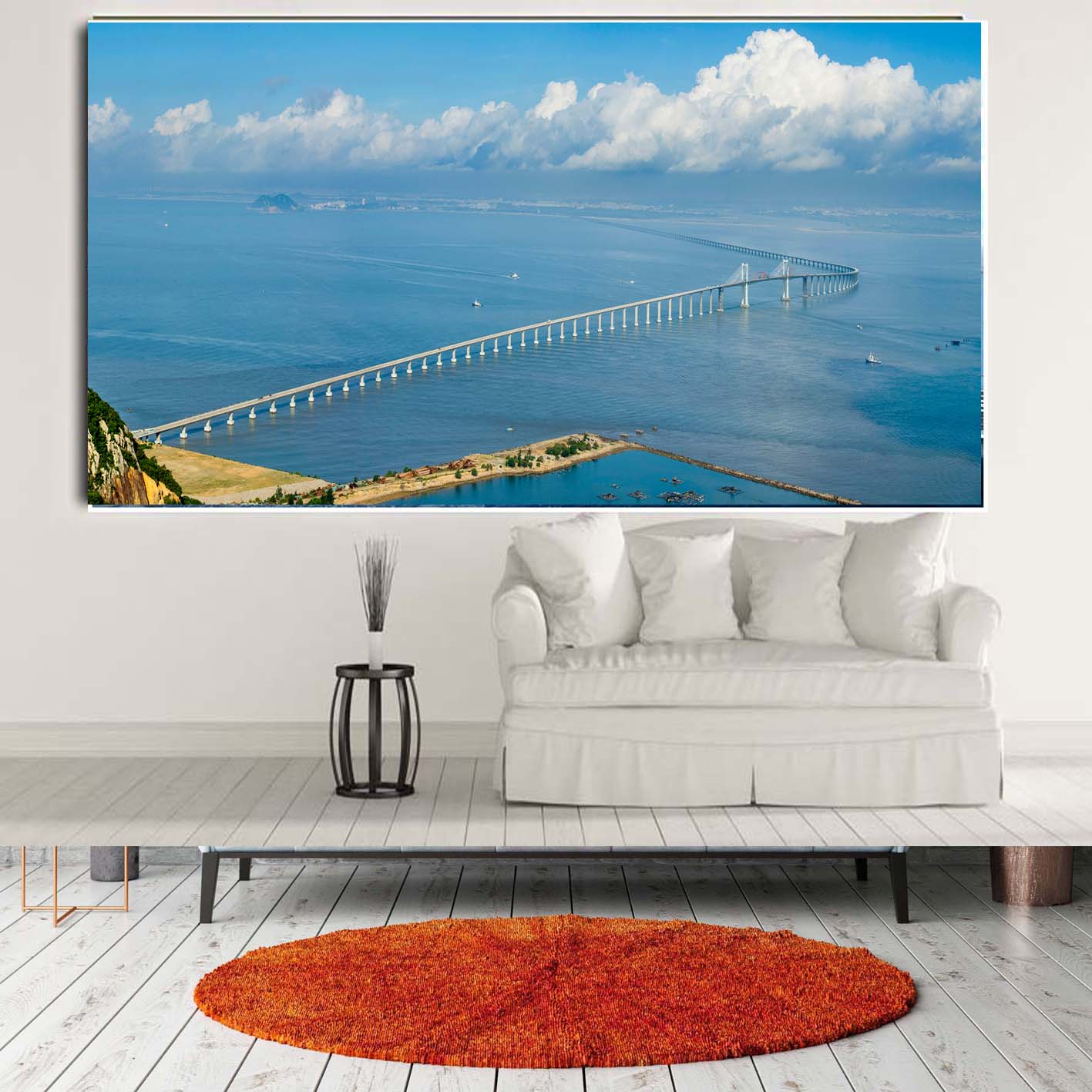 世界建筑海报吊桥无框画