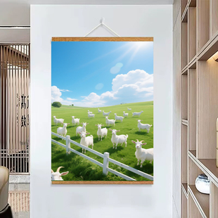 羊图挂画草原羊画三阳开泰图装饰挂画玄关客厅宿舍走廊床头墙面
