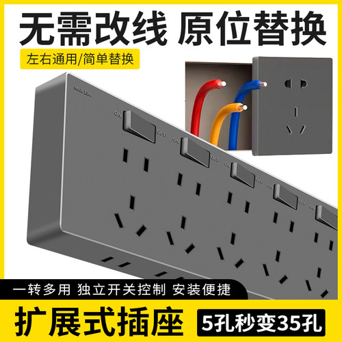 国际电工86型扩展插座28孔厨房明装原位替换插座多孔拓展插座面板