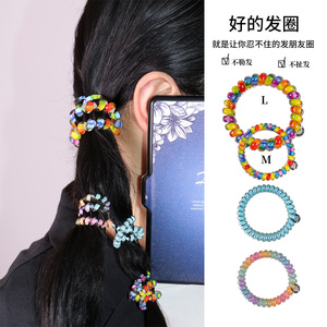 TEL平替电话线M发圈高弹力大肠电话绳TT圈发绳无痕不伤发勒发皮筋