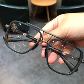 简丹萝心潮百搭眼镜框男女大宽脸方形双梁胖子近视镜架防蓝光护目