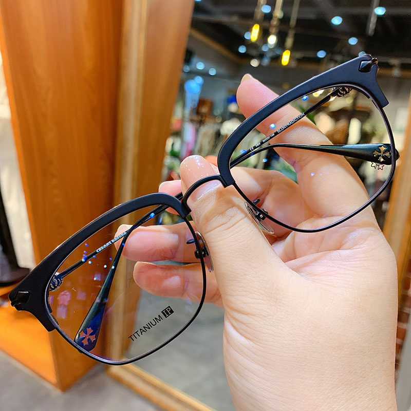 简丹萝心潮百搭眼镜框架男女钛架超轻磨砂黑复古大框可配近视商务