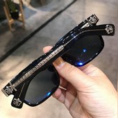 简丹萝心潮百搭太阳镜偏光大框男女款 彩膜金属配近视大脸墨镜护目