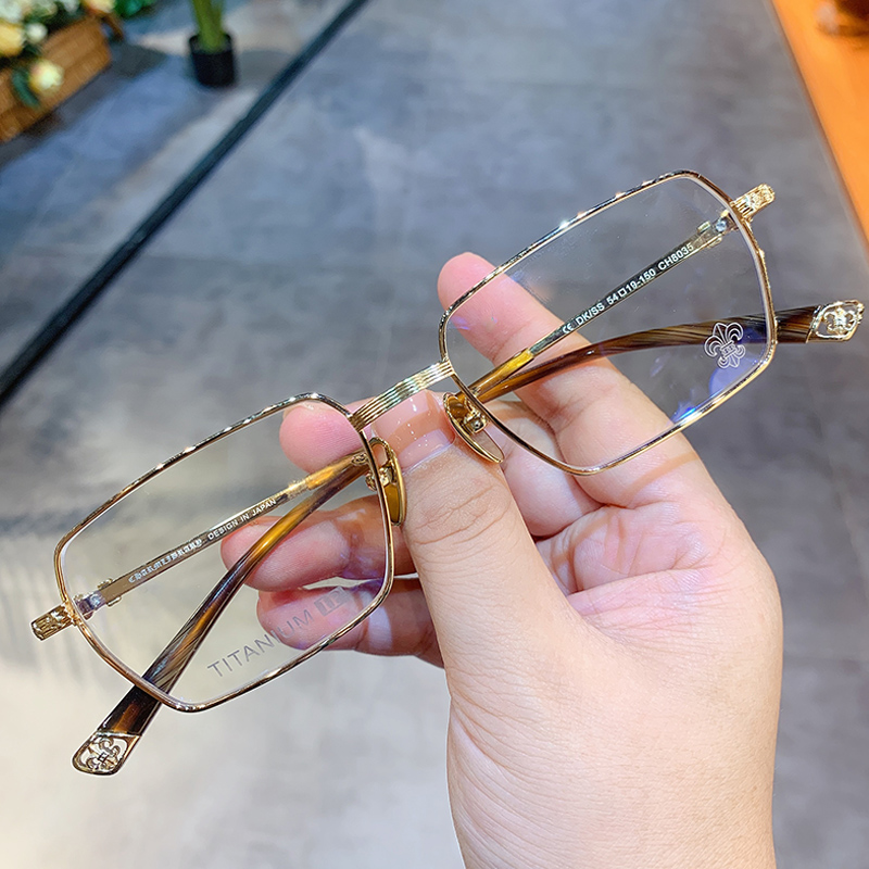复古钛架超轻眼镜架配近视变色