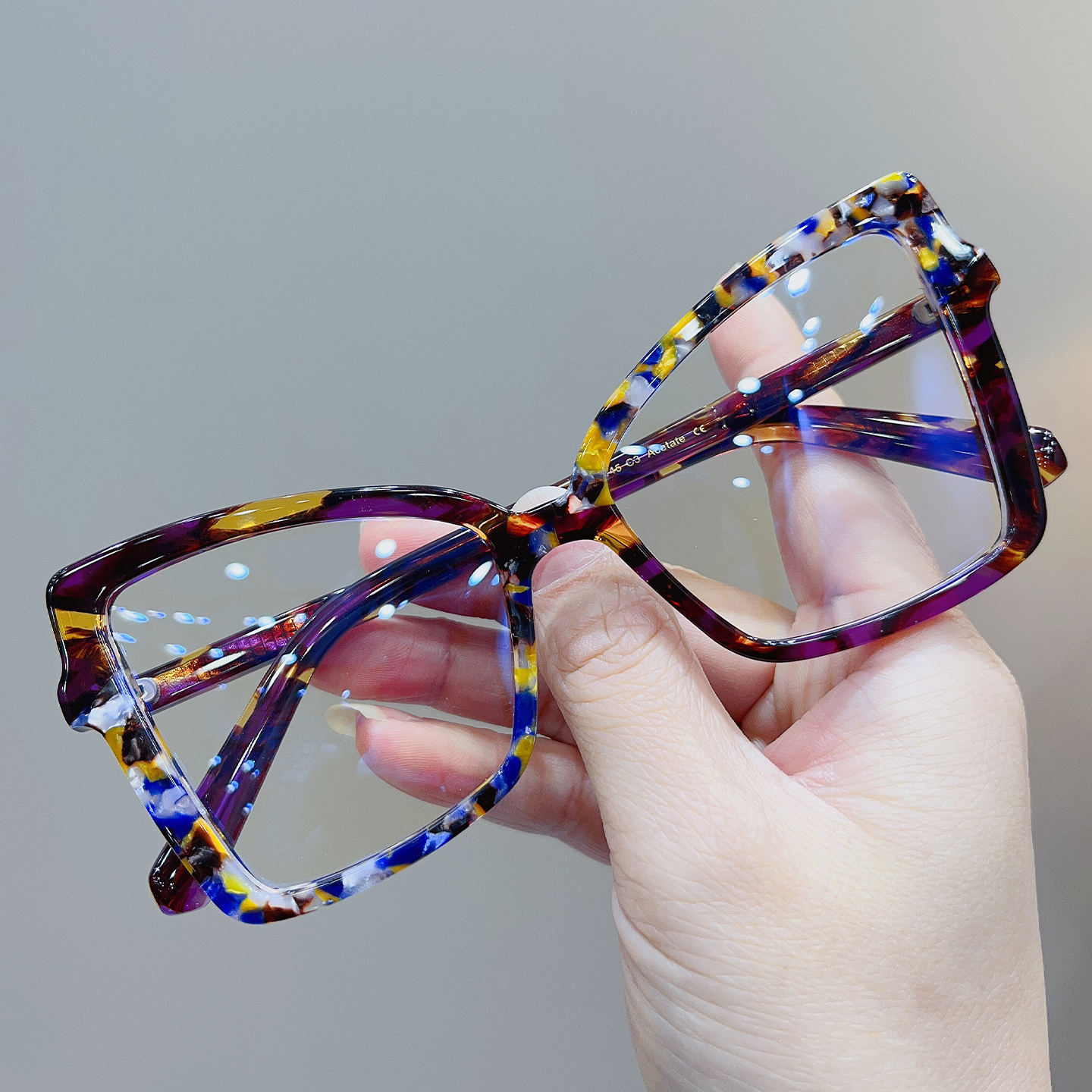 时尚百搭彩色猫眼板材近视变色镜